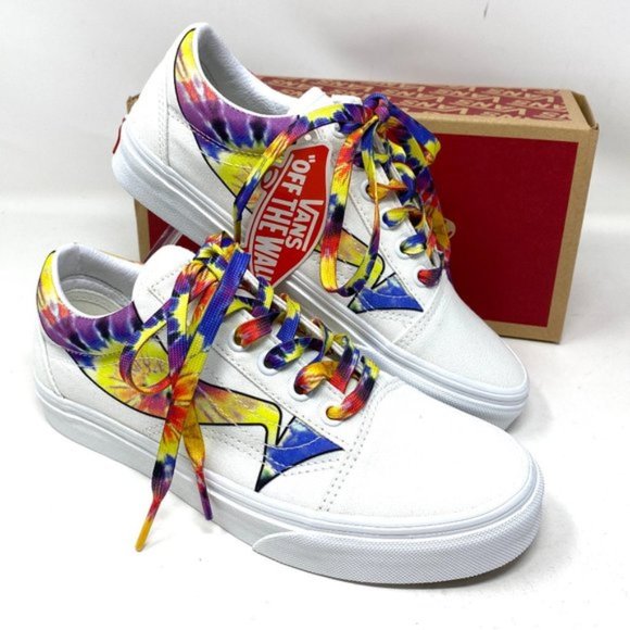 💖MEGA SALE💖VANS Old Skool Warp Canvas White Tie Dye Shoe Women’s VN0A4U3B21R - Picture 1 of 10